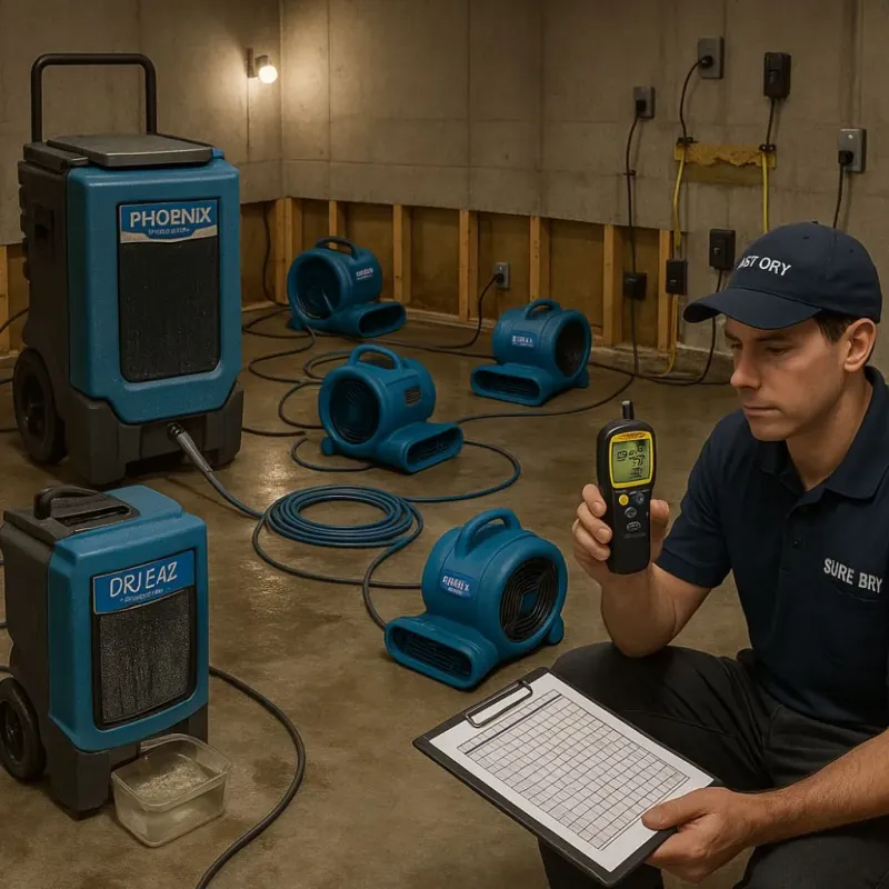 Structural Drying and Dehumidification process in Tujunga, CA